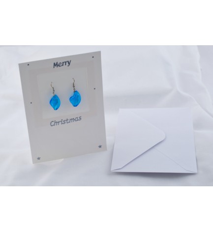 Adzo Jewellery Card with Blue Murano Glass Earrings